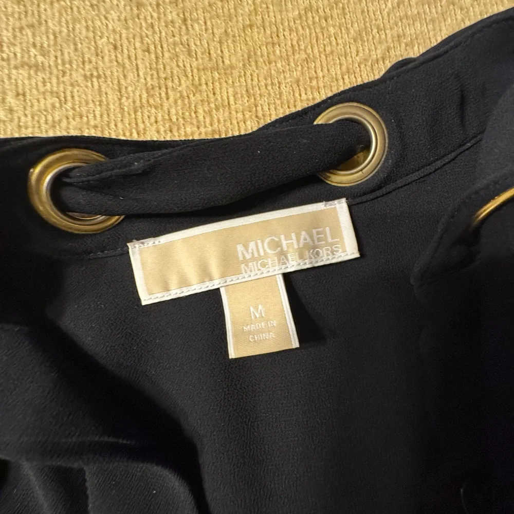 Michael Kors Black Sleeveless Blouse with Gold Accents